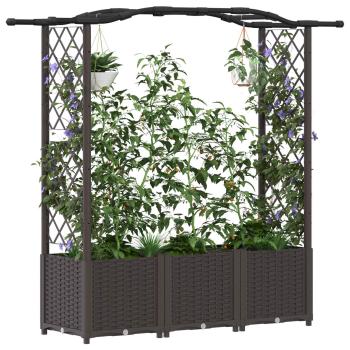 Hochbeet mit Rankgitter und Dach Braun 164 x 40 x 138 cm PP
