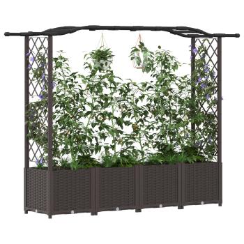 Hochbeet mit Rankgitter und Dach Braun 204 x 40 x 138 cm PP