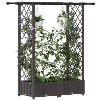 Hochbeet mit Rankgitter und Dach Braun 122,5 x 40 x 121 cm PP