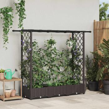ARDEBO.de - Hochbeet mit Rankgitter und Dach Braun 164 x 40 x 121 cm PP