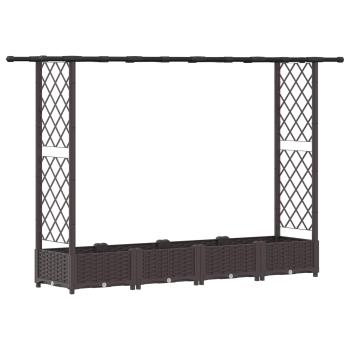 Hochbeet mit Rankgitter und Dach Braun 203 x 40 x 121 cm PP