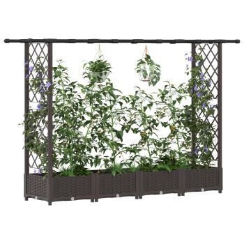 Hochbeet mit Rankgitter und Dach Braun 203 x 40 x 121 cm PP