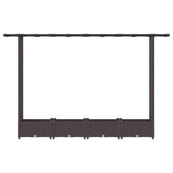 Hochbeet mit Rankgitter und Dach Braun 203 x 40 x 121 cm PP