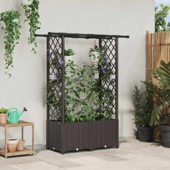 ARDEBO.de - Hochbeet mit Rankgitter und Dach Braun 124,5 x 40 x 136 cm PP