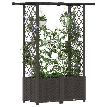 Hochbeet mit Rankgitter und Dach Braun 124,5 x 40 x 136 cm PP
