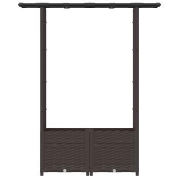 Hochbeet mit Rankgitter und Dach Braun 124,5 x 40 x 136 cm PP