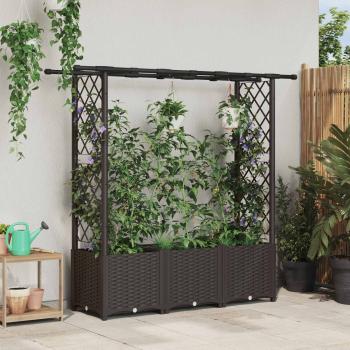 ARDEBO.de - Hochbeet mit Rankgitter und Dach Braun 162,5 x 40 x 136 cm PP