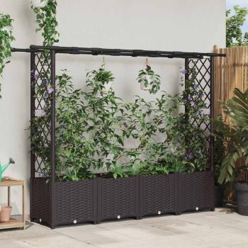 ARDEBO.de - Hochbeet mit Rankgitter und Dach Braun 203 x 40 x 136 cm PP