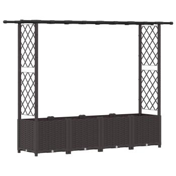 Hochbeet mit Rankgitter und Dach Braun 203 x 40 x 136 cm PP