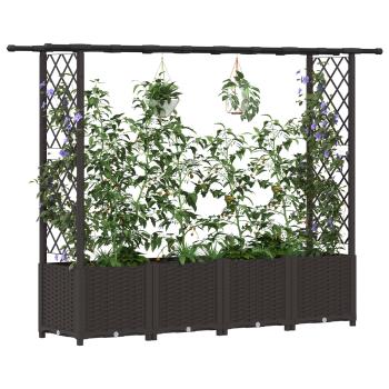 Hochbeet mit Rankgitter und Dach Braun 203 x 40 x 136 cm PP