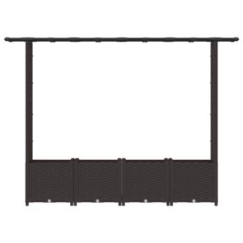 Hochbeet mit Rankgitter und Dach Braun 203 x 40 x 136 cm PP