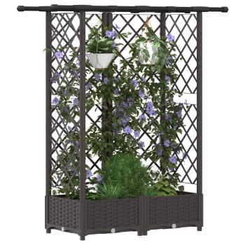 Hochbeet mit Rankgitter und Dach Braun 124 x 40 x 121 cm PP