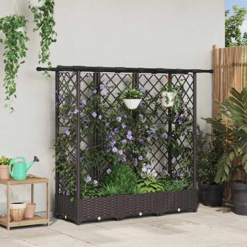 ARDEBO.de - Hochbeet mit Rankgitter und Dach Braun 164 x 40 x 121 cm PP