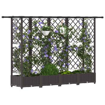 Hochbeet mit Rankgitter und Dach Braun 202,5 x 40 x 121 cm PP
