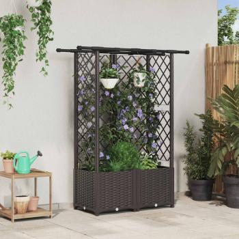 ARDEBO.de - Hochbeet mit Rankgitter und Dach Braun 124 x 40 x 136 cm PP