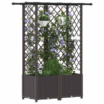 Hochbeet mit Rankgitter und Dach Braun 124 x 40 x 136 cm PP