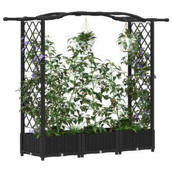 Hochbeet mit Rankgitter und Dach Schwarz 169 x 40 x 123 cm PP