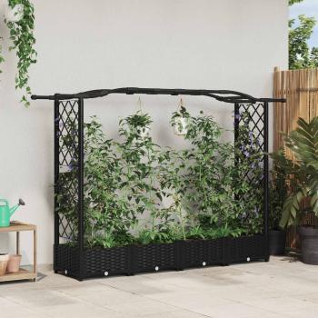 ARDEBO.de - Hochbeet mit Rankgitter und Dach Schwarz 207 x 40 x 123 cm PP