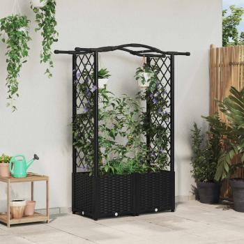 ARDEBO.de - Hochbeet mit Rankgitter und Dach Schwarz 125 x 40 x 138 cm PP
