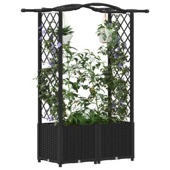 Hochbeet mit Rankgitter und Dach Schwarz 125 x 40 x 138 cm PP