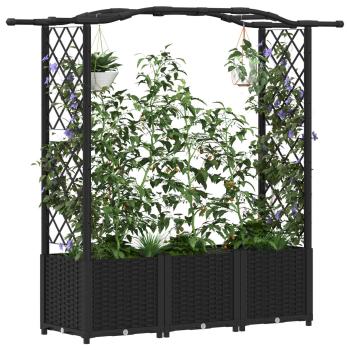 Hochbeet mit Rankgitter und Dach Schwarz 164 x 40 x 138 cm PP