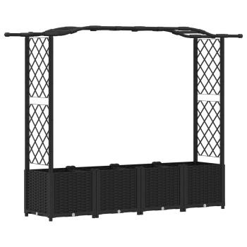 Hochbeet mit Rankgitter und Dach Schwarz 204 x 40 x 138 cm PP