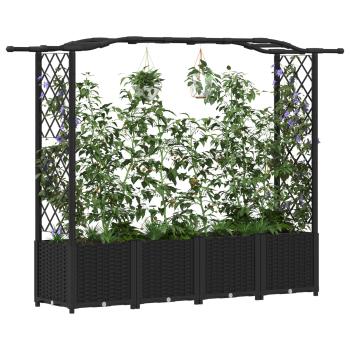 Hochbeet mit Rankgitter und Dach Schwarz 204 x 40 x 138 cm PP