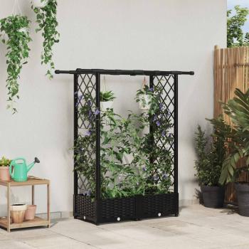 ARDEBO.de - Hochbeet mit Rankgitter und Dach Schwarz 122,5 x 40 x 121 cm PP