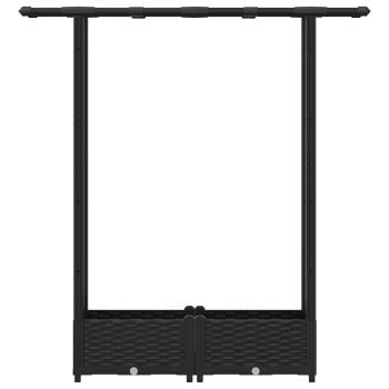 Hochbeet mit Rankgitter und Dach Schwarz 122,5 x 40 x 121 cm PP