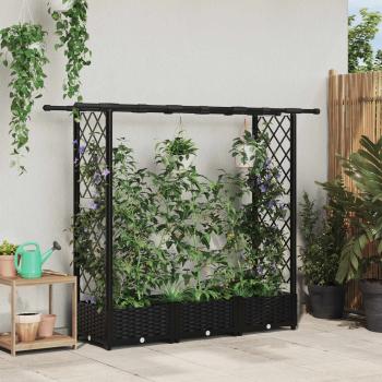 ARDEBO.de - Hochbeet mit Rankgitter und Dach Schwarz 164 x 40 x 121 cm PP