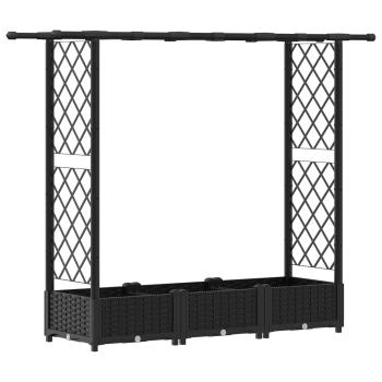 Hochbeet mit Rankgitter und Dach Schwarz 164 x 40 x 121 cm PP