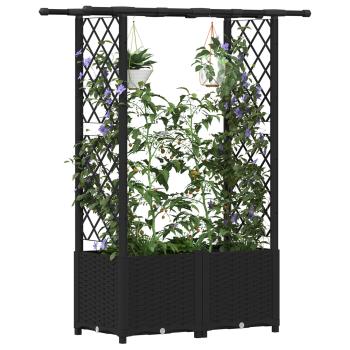 Hochbeet mit Rankgitter und Dach Schwarz 124,5 x 40 x 136 cm PP