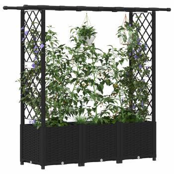 Hochbeet mit Rankgitter und Dach Schwarz 162,5 x 40 x 136 cm PP