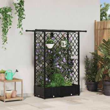 ARDEBO.de - Hochbeet mit Rankgitter und Dach Schwarz 124 x 40 x 121 cm PP