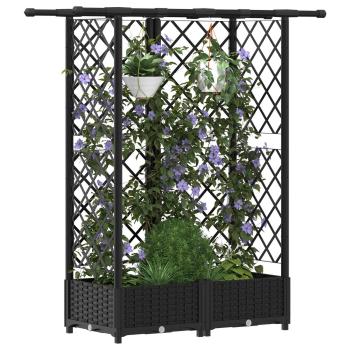 Hochbeet mit Rankgitter und Dach Schwarz 124 x 40 x 121 cm PP