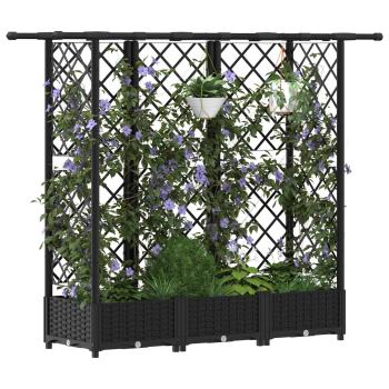 Hochbeet mit Rankgitter und Dach Schwarz 164 x 40 x 121 cm PP