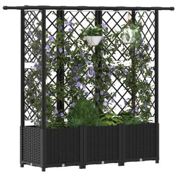 Hochbeet mit Rankgitter und Dach Schwarz 163,5 x 40 x 136 cm PP