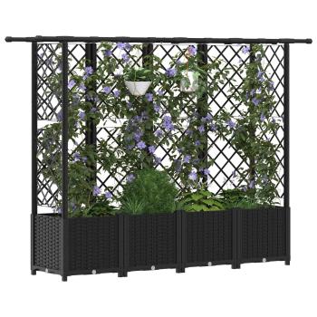 Hochbeet mit Rankgitter und Dach Schwarz 202 x 40 x 136 cm PP