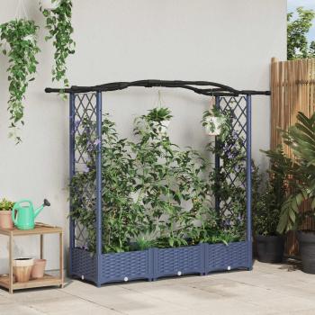 ARDEBO.de - Hochbeet mit Rankgitter und Dach Grau 169 x 40 x 123 cm PP