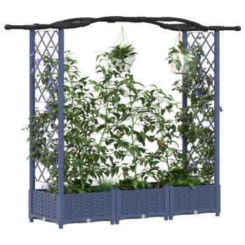 Hochbeet mit Rankgitter und Dach Grau 169 x 40 x 123 cm PP