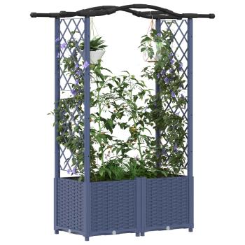 Hochbeet mit Rankgitter und Dach Grau 125 x 40 x 138 cm PP