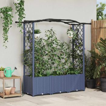 ARDEBO.de - Hochbeet mit Rankgitter und Dach Grau 164 x 40 x 138 cm PP