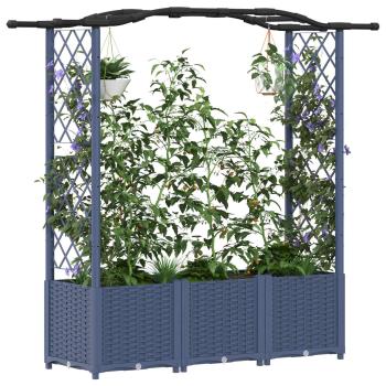 Hochbeet mit Rankgitter und Dach Grau 164 x 40 x 138 cm PP