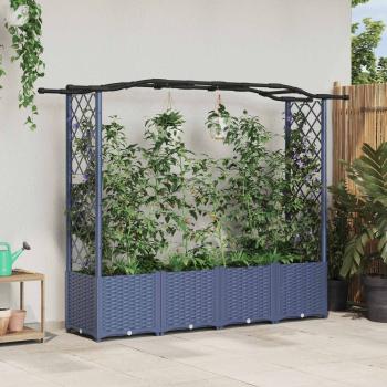 ARDEBO.de - Hochbeet mit Rankgitter und Dach Grau 204 x 40 x 138 cm PP