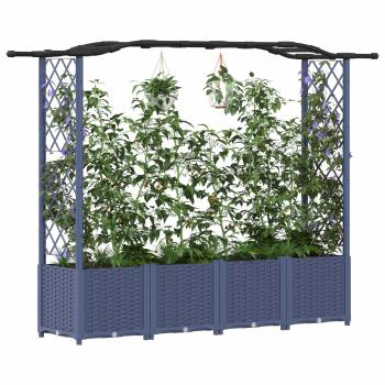 Hochbeet mit Rankgitter und Dach Grau 204 x 40 x 138 cm PP
