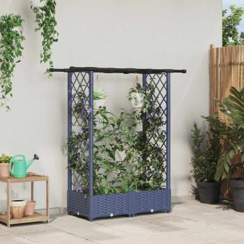 ARDEBO.de - Hochbeet mit Rankgitter und Dach Grau 122,5 x 40 x 121 cm PP