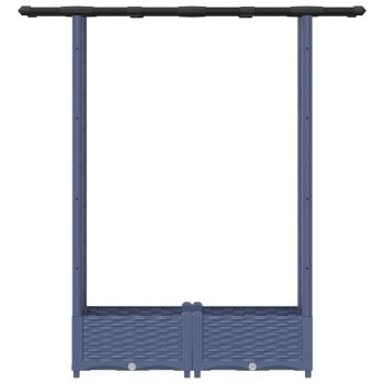 Hochbeet mit Rankgitter und Dach Grau 122,5 x 40 x 121 cm PP