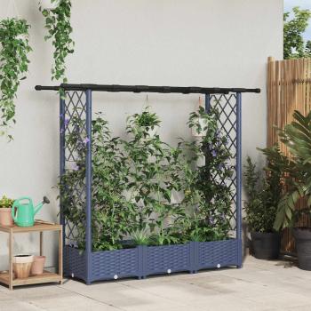 ARDEBO.de - Hochbeet mit Rankgitter und Dach Grau 164 x 40 x 121 cm PP
