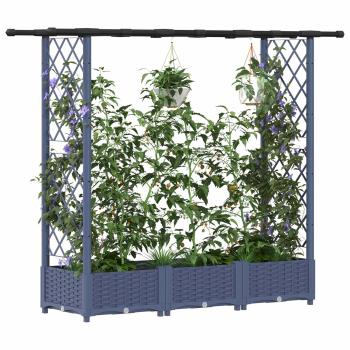 Hochbeet mit Rankgitter und Dach Grau 164 x 40 x 121 cm PP