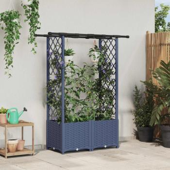 ARDEBO.de - Hochbeet mit Rankgitter und Dach Grau 124,5 x 40 x 136 cm PP